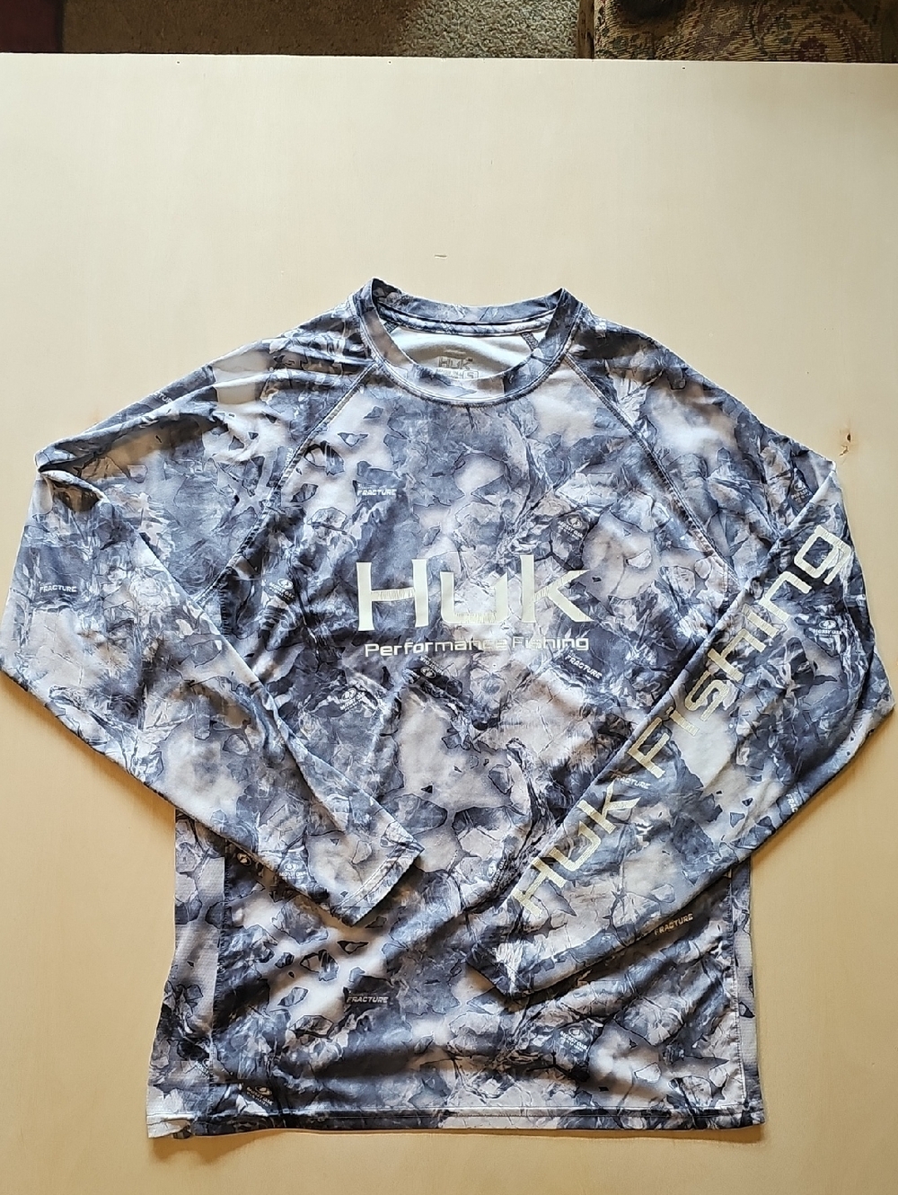 Huk Marble Camo Long Sleeve Shirt - Blue & White
